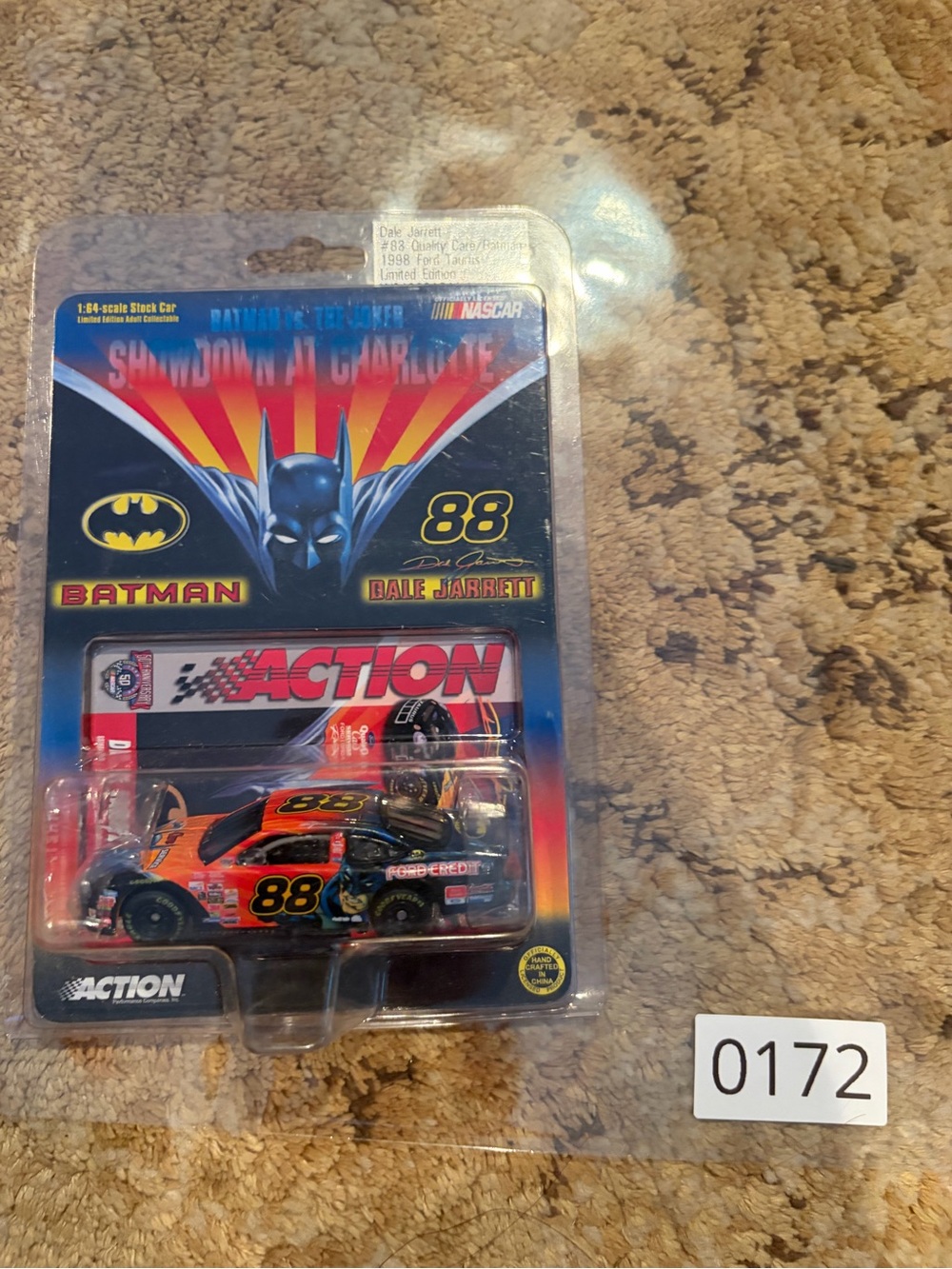 NWT Dale Jarrett Batman #88 Die-Cast Race Car Toy - Orange and Black
